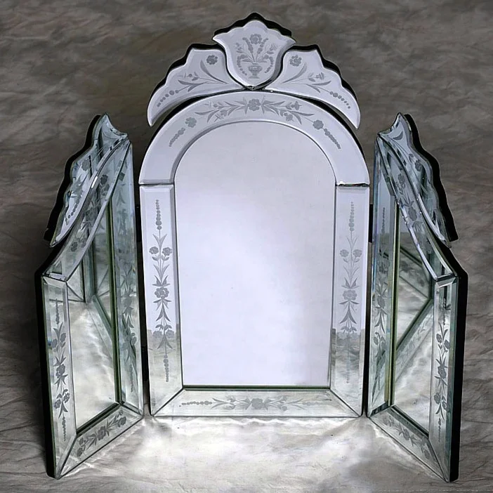 Gorgeous venetian mirror floating wave shape tripple make up mirror