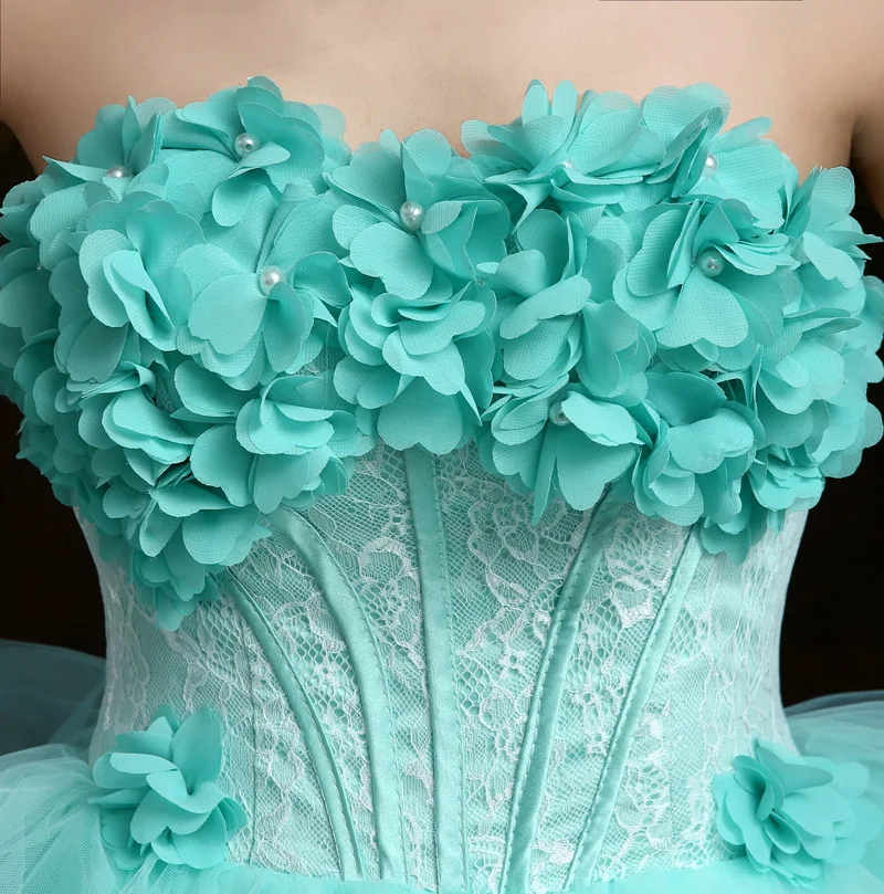 Fashion Lake Green Beading Appliques Dresses Solo Show Adult Performance Bridal Wedding Ball Gowns