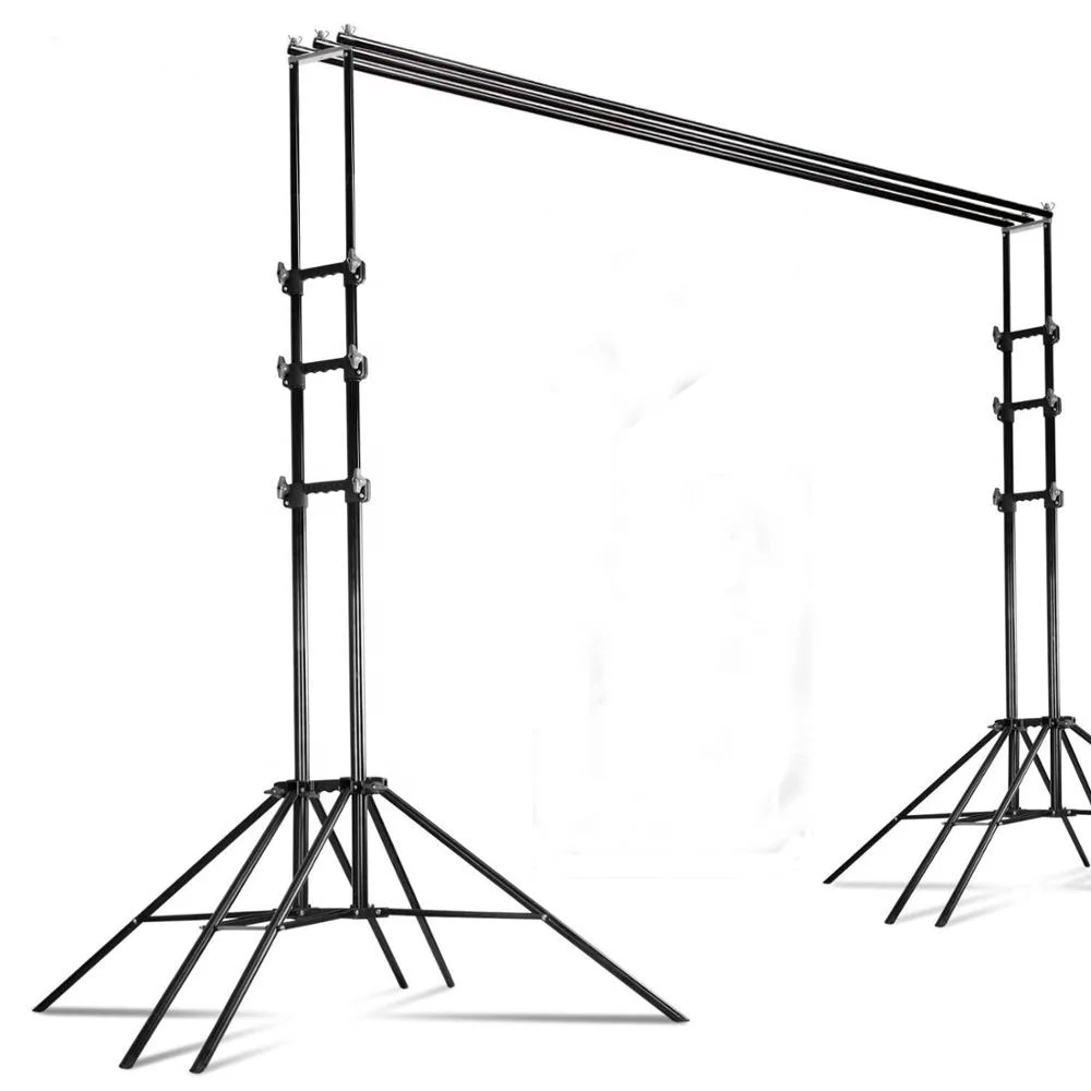 3 in 1 Multi Backdrop Stand Triple Crossbar Backdrop Stand Photo Video Studio Heavy Duty Adjustable Muslin Background Support