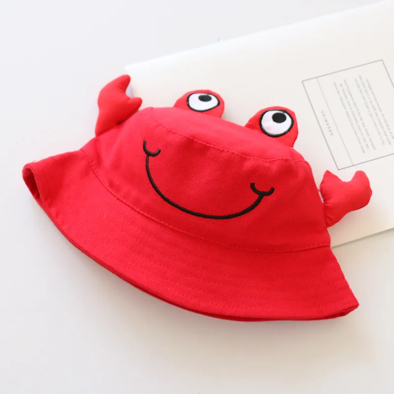 Fashion Cartoon Crab Sun Hats For Children Wholesale Kids Bucket Hats 100% Cotton
