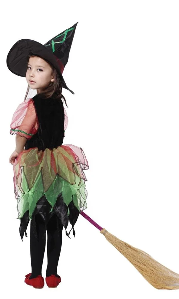 New Arrival Halloween Party Children Kids Cosplay Witch Costume For Girls Halloween Costume Party Witch Dress With Hat