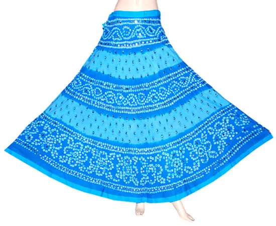 Indian Cotton Bandhej Skirt , Indian Girls Long Skirts
