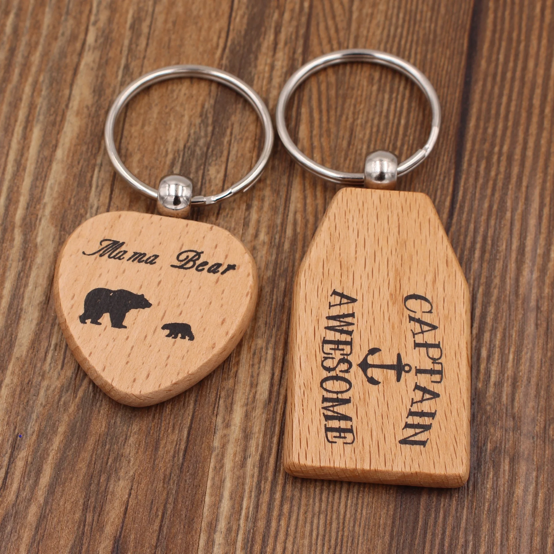 Hot sale customize heart wood key chain for gift