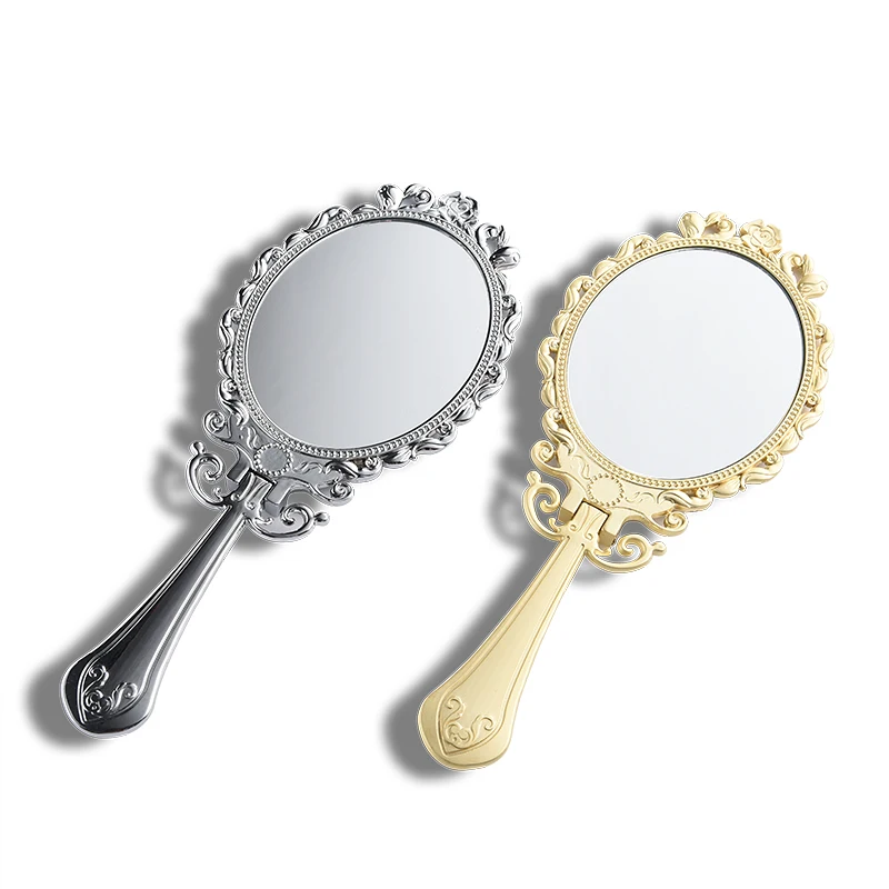 Chinese Vintage Vanity Foldable Custom Hand Held Luxury Mirror With Silver & Gold Color Plating