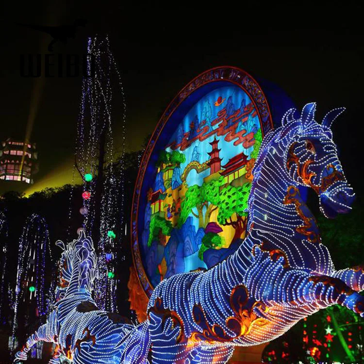 Chinese New Year Festival Decoration Red Silk Lantern Show