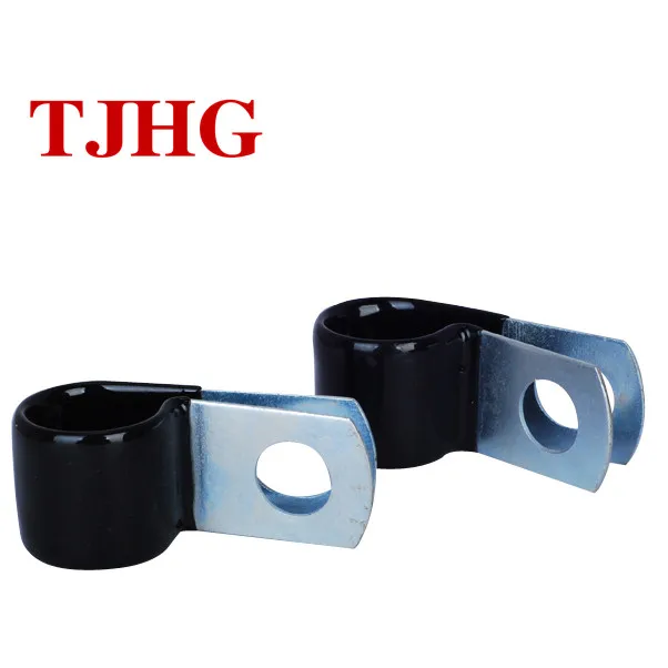 Factory produces Galvanized steel two holes fixing all size P type Rubber Hose Clamp