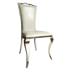 High back comfortable leather stainless steel restaurant chair for weddings