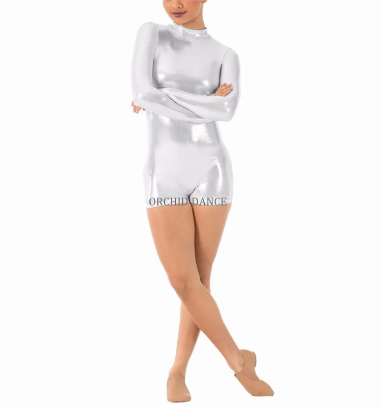Оптовая продажа с фабрики блестящие гимнастические унитазы из лайкры с длинным рукавом для женщин