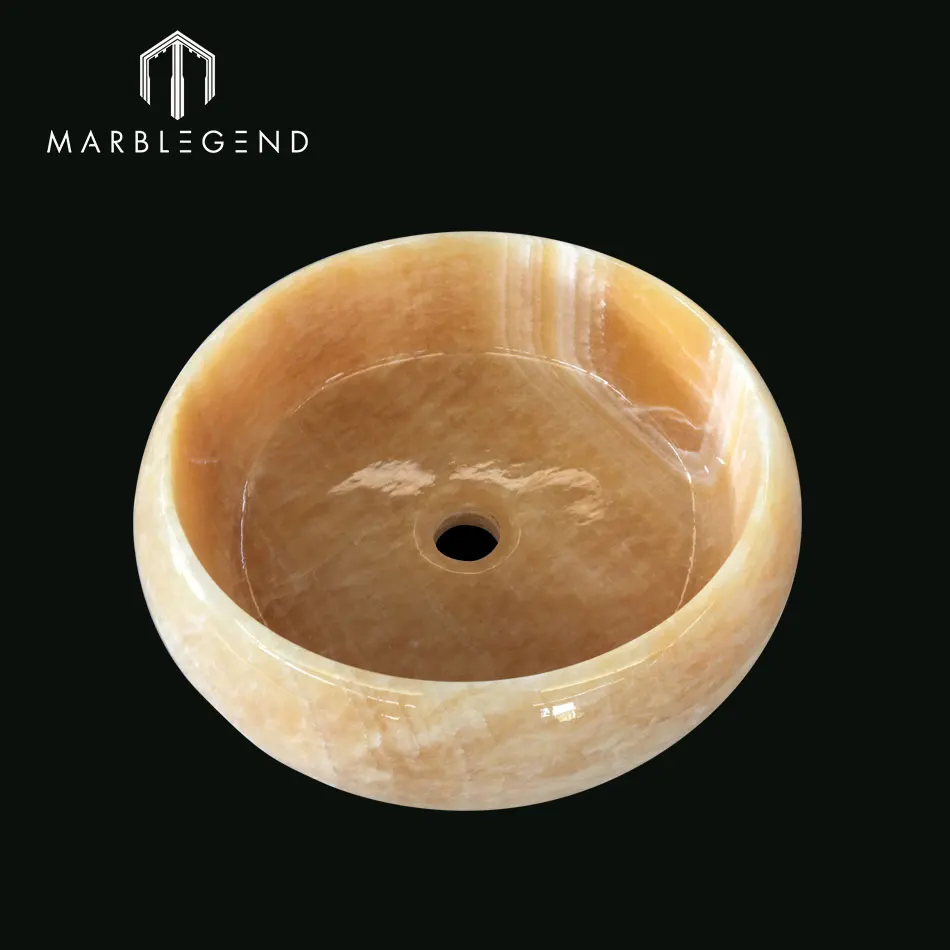 
On Vanity Natural Chinese Honey Yellow Onyx Sink 
