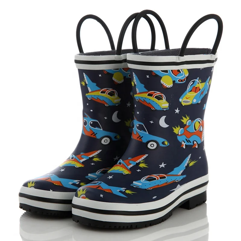 Fashion child cute customized animal pattern folding for kids rubber rain boots