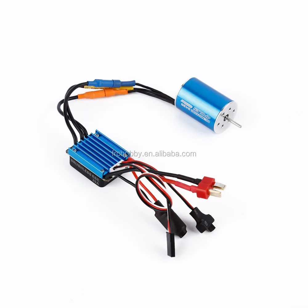 Бессенсорный бесщеточный двигатель 2435 4800KV 4P + бесщеточный ESC 25A для радиоуправляемого автомобиля 1/16