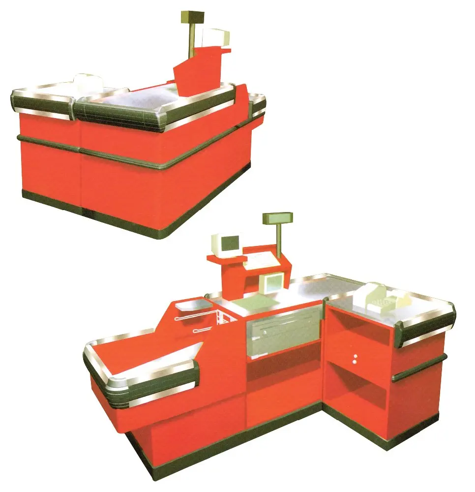 Wholesale retail hypermarket cash counter desk , fast checkout counter desk