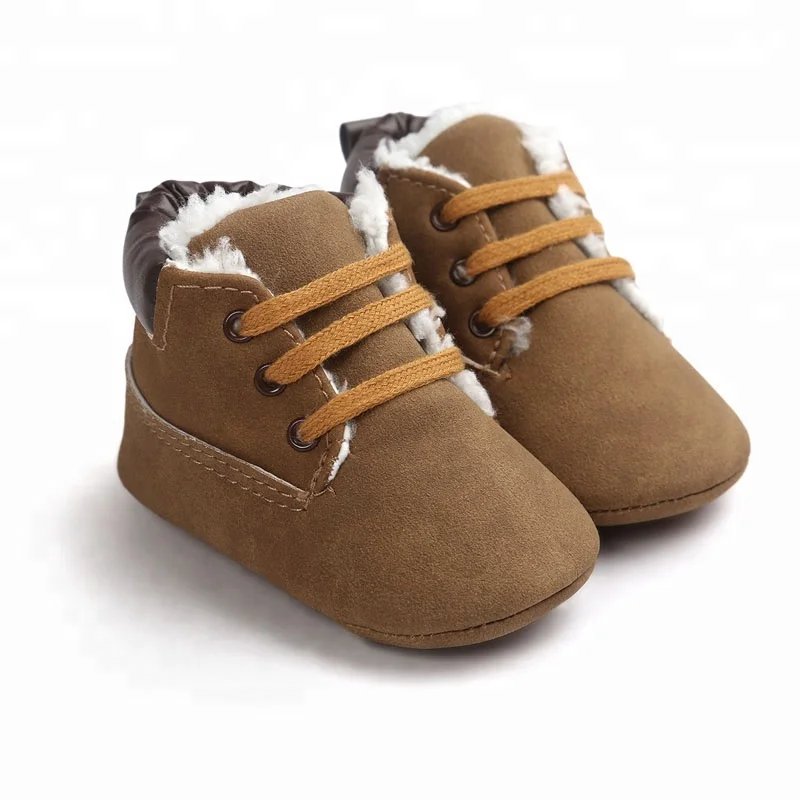 
WONBO New Infant Classic Baby Shoes Toddler Kids Winter Newborn Baby Boots First Walkers Crib Shoes Lace up Snow Boots 