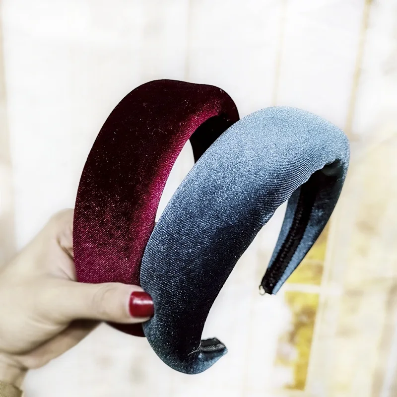 LRTOU Wholesale Hot Sale Hair Accessories Winter Thick Sponge Velvet Plain Plastic Hairband Headband For Girls