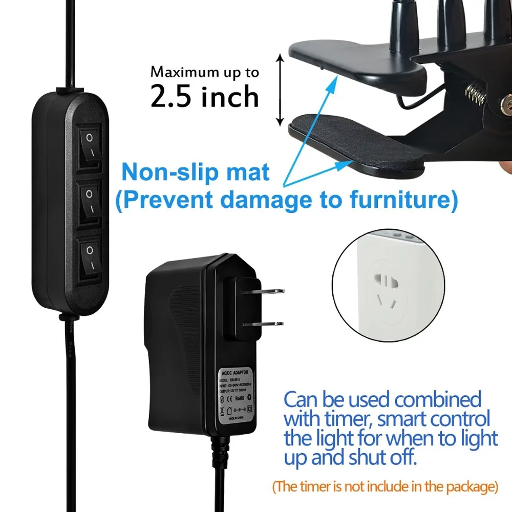 360 градусов гибкая шея 27 Вт таймер 3 головы с регулируемой яркостью Светодиодная лампа для выращивания