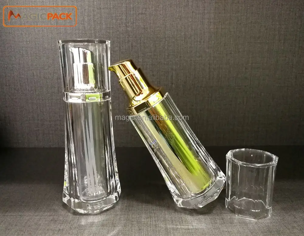 
Essential Oil Bottle Crystal Shiny Serum Bottles Skin Care Pump Container New Design Skirt Edge Luxury High End Acrylic 