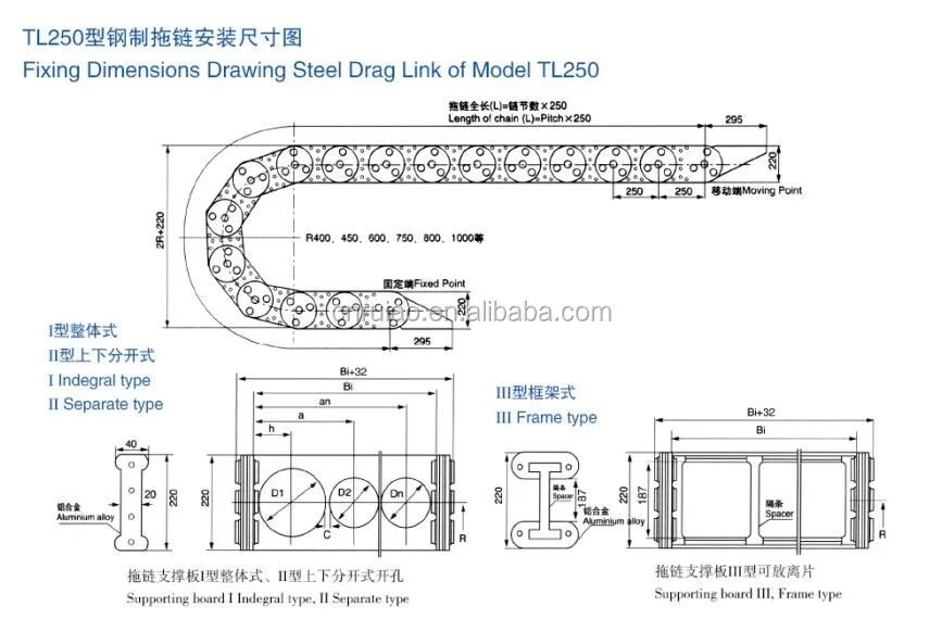 RUIAO тяжелых TL250 стальная цепь сопротивления кабеля и шланга трек