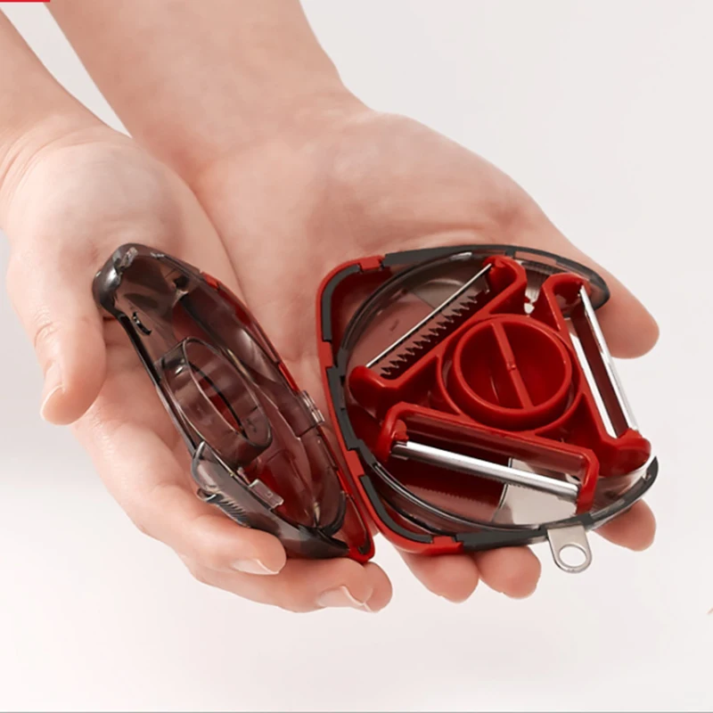 Kitchen Multi Function 3 Blades Orange Tomato Rotary Vegetable Fruit Peeler Potato Peeler Stainless Steel Carrot Peeler