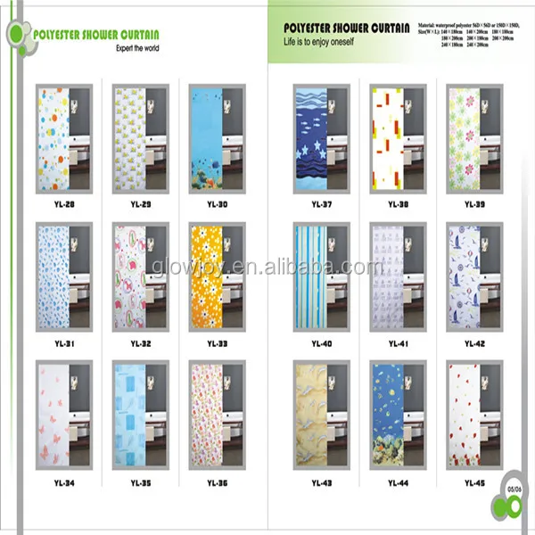 high quality 96 inch shower curtain waterproof 100% polyester hookless shower curtain