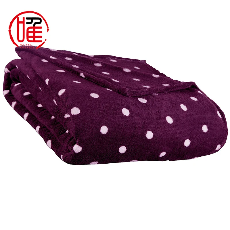 Multicolor Dot Printed Breathable Soft Lightweight Throw Warm Wholesale Coral Fleece Blanket For Adult and Kids