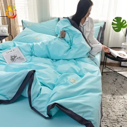 Solid color cotton four-piece quilt cover sheets japanese-style 4pcs bedding set