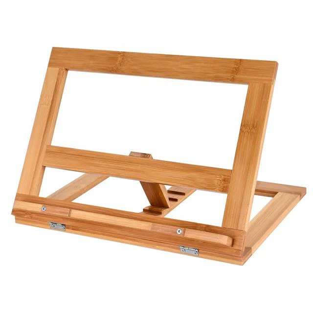 Premium adjustable Bamboo Book Stand, solid wooden book holder