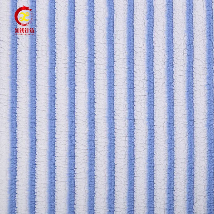 Хорошее качество 100 полиэстер синие полосы трикотажные Дубай бархат ткань для одежды