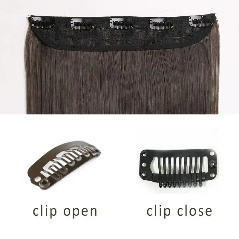 Synthetic Long Body Wave Hairpieces 5 Clips in Hair Extensions Heat Resistant Black Brown Color Fiber Hairpiece