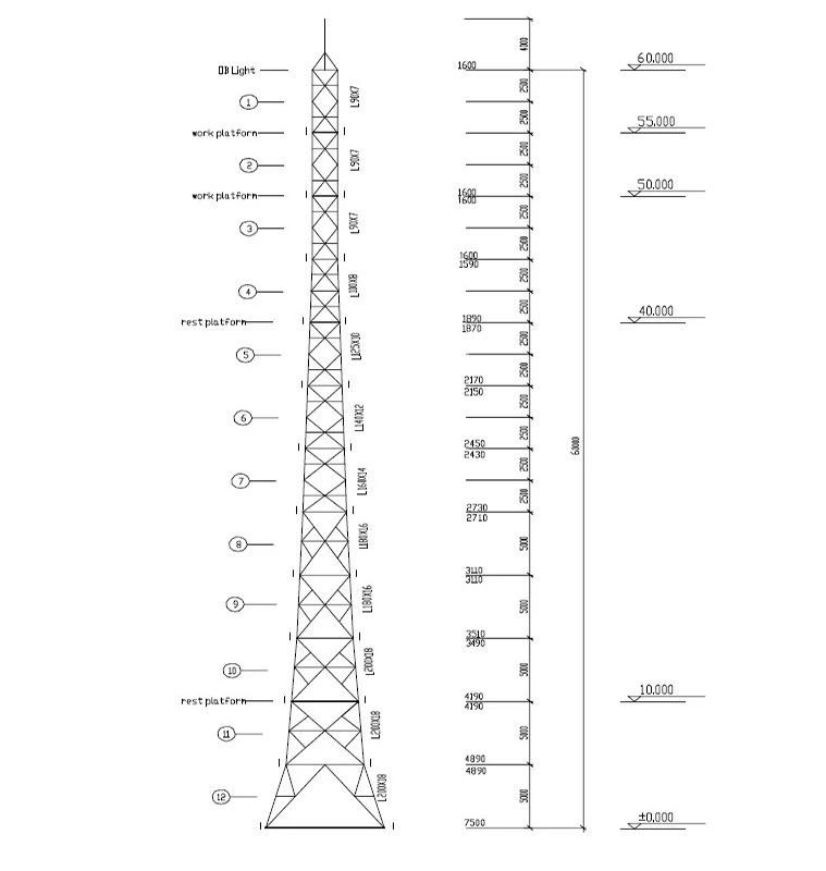 telecom tower design drawing dwg manufacturer in China