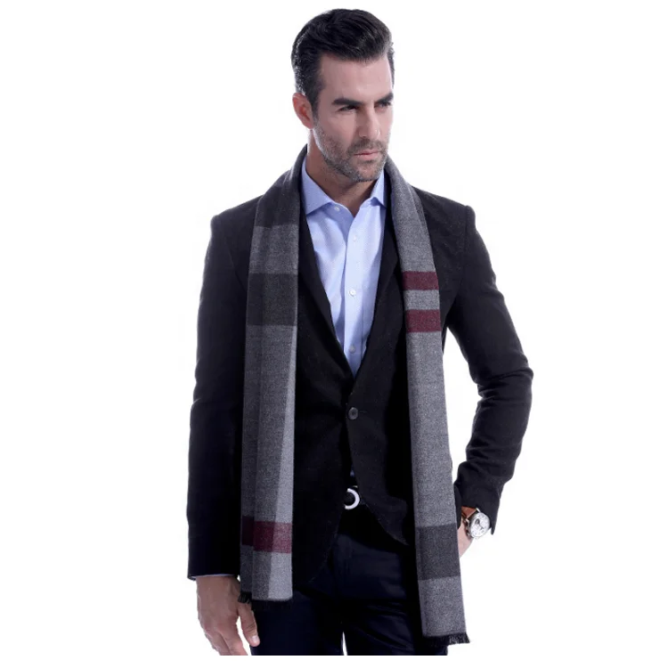 high quality long style fashion stripe men scarf cashmere