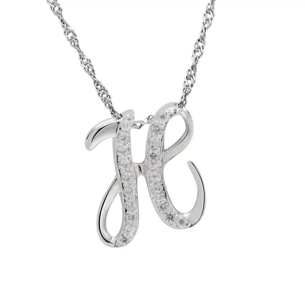 Модная подвеска из стерлингового серебра 925 пробы ожерелье с инициалом циркония буквами