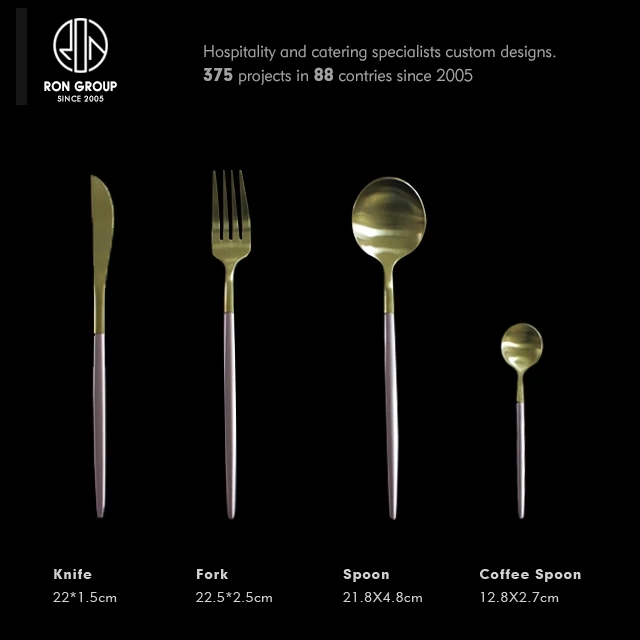 High Quality Stainless Steel 304(18/10) Silverware Gold Dinner Knife Spoon Fork Set Spain Cutlery Flatware Set for Restaurant