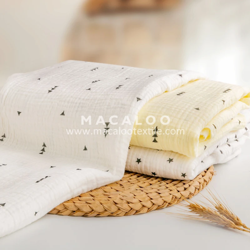 Hot sale double layer custom printed muslin cotton gauze fabric