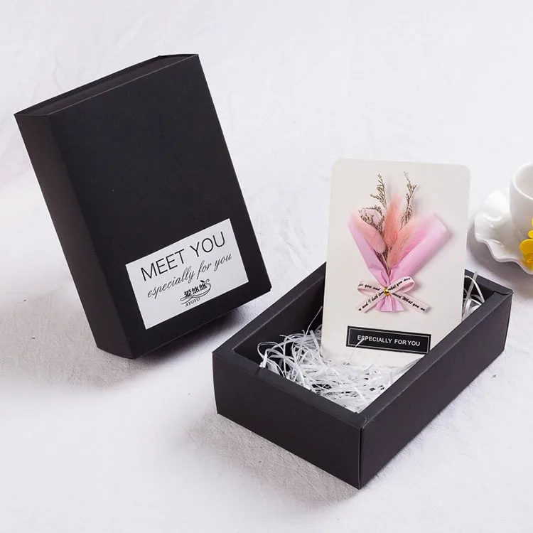 Оригинальная Подарочная коробка на День святого Валентина, рождественский подарок, мини-букет, поздравительная открытка с сухими цветами