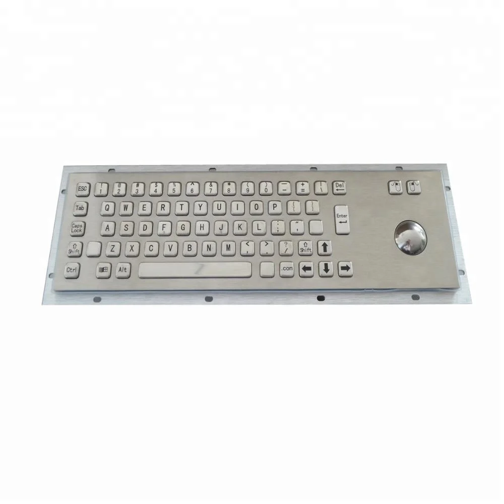 
Промышленная Водонепроницаемая USB-клавиатура из нержавеющей стали с сенсорным экраном Trackball 