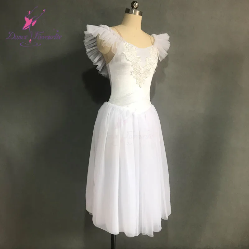 Girls Swan White Long Ballet Dance Dress Romantic Tutu for Performance 18582