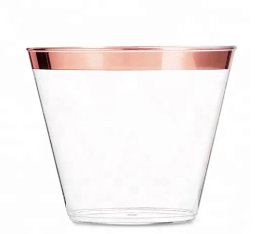 
High quality 9oz gold rim plastic disposable cup 