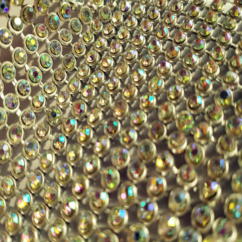 
Hot sell 3mm crystal rhinestone mesh 24rows resin beads trimming plastic banding pearl 