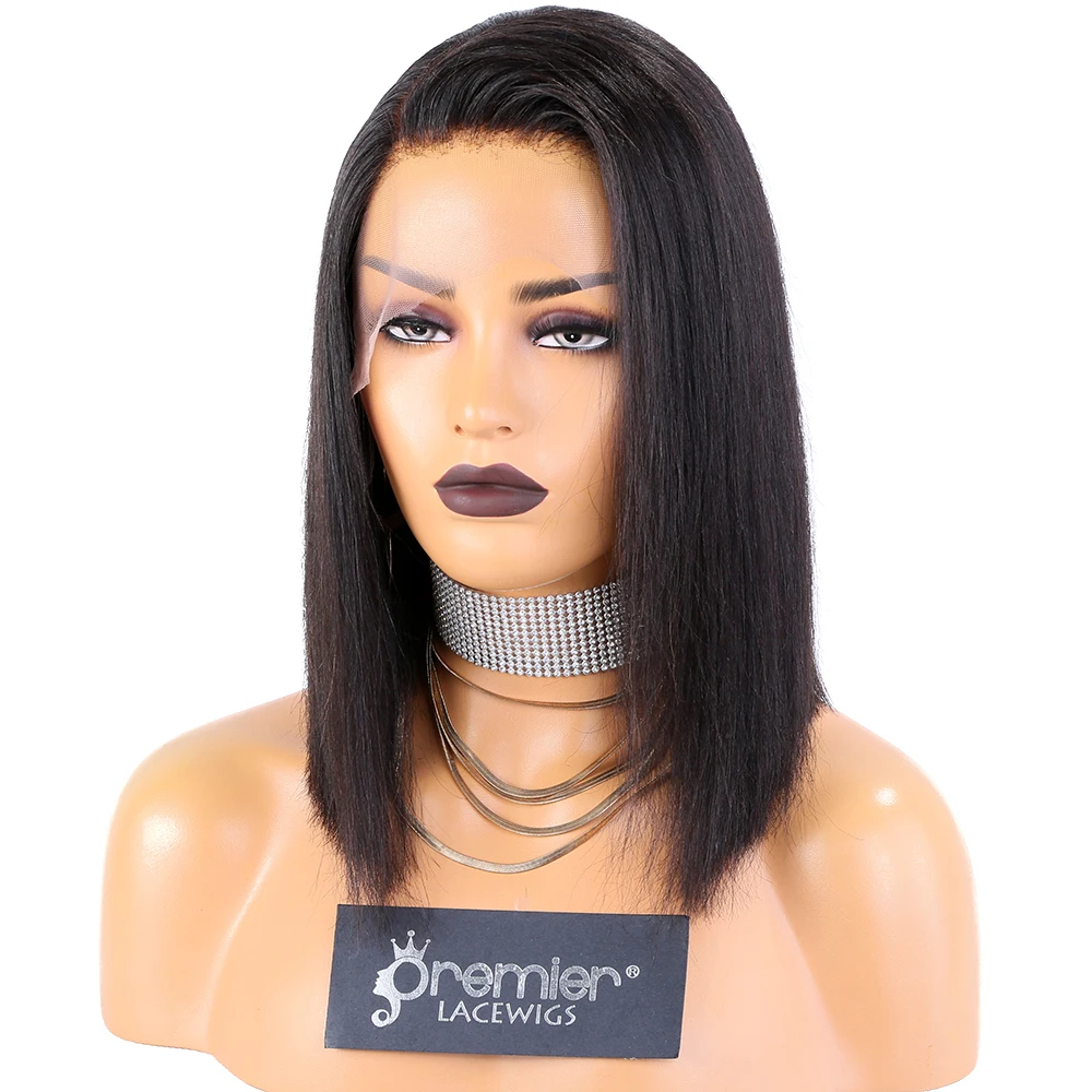 2019 Summer Fashion Deep Bleached Knots Elastic Band Short Bob Wig Brazilian Human Hair C Side Part 13x6 Lace Frontal Wigs