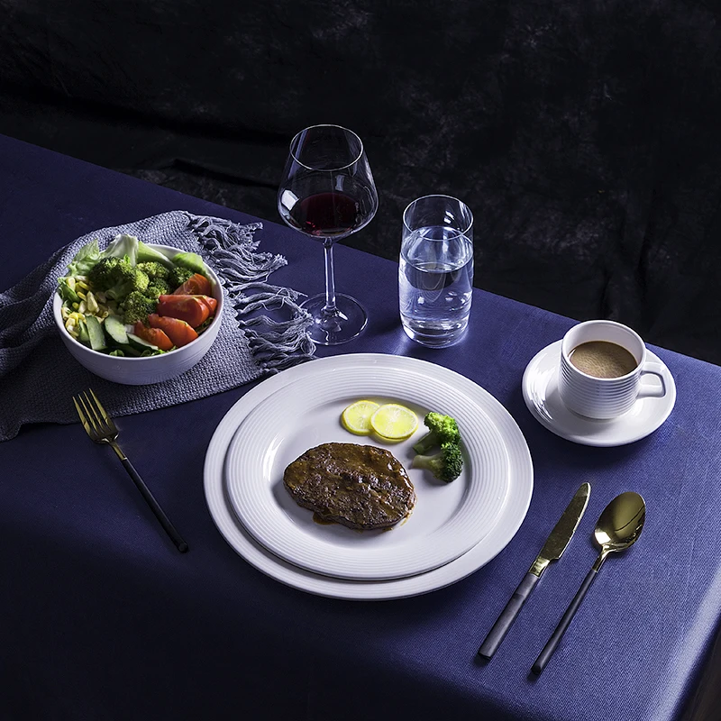 Good Price Porcelain Dinner Plate Supplier Promotion Gift Custom Fashion Tableware Accessory White fabrica de platos de loza