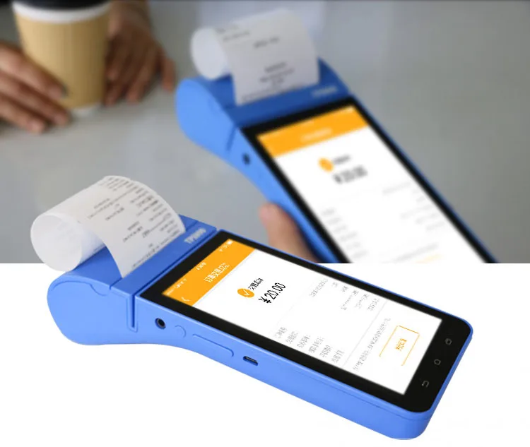 
android fingerprint module EMV card reader payment device touch screen handheld portable mobile POS terminal printer 