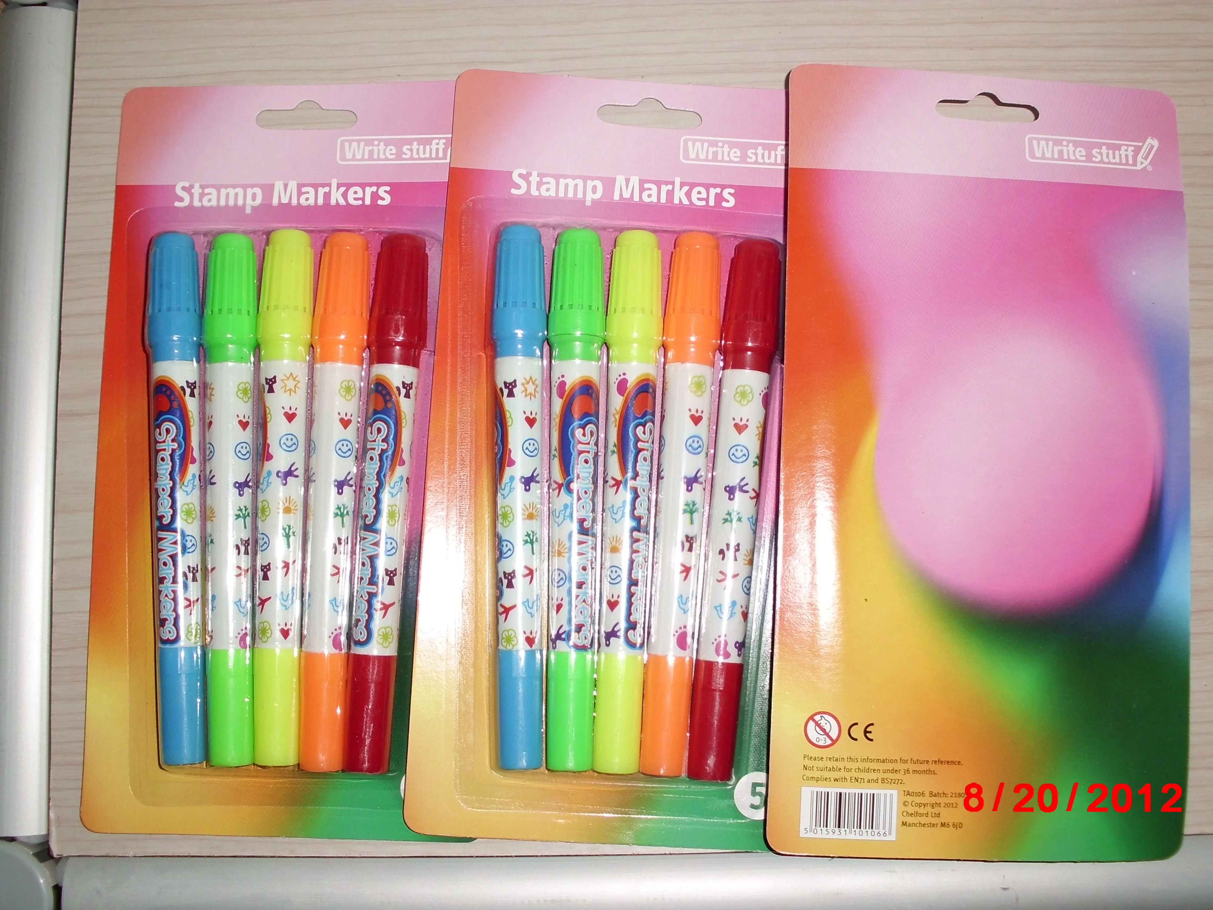 dual tip stamper markers smile face on the nib environmental 12 color no-toxic ink marker