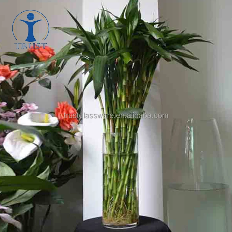 High Quality Factory Hand Made Customize supply wholesale CE fashion Tall Straight wedding glass vases
