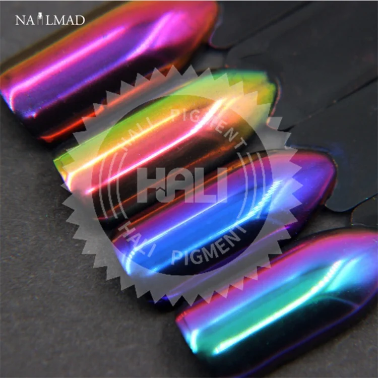 1 Box Chrome Pigment Powder Nails Powder Mirror Color Shift Pigment Hali Chameleon Nail Art Glitter for Gel Nail Polish DIY