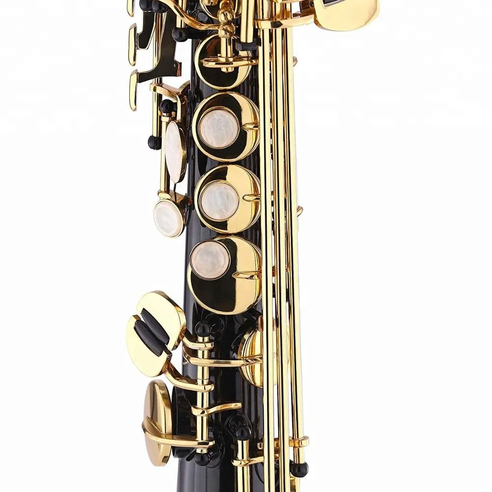 
Black Lacquer Gold Keys B Flat Bb Straight Soprano Saxophone 