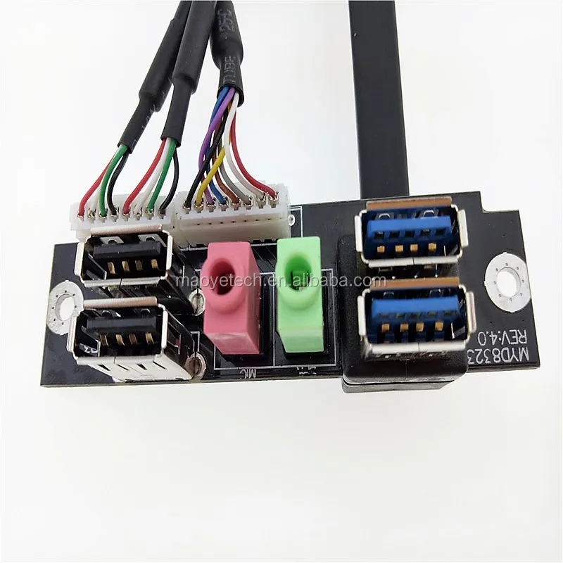 Dual USB2.0 + USB3.0 + HD I/O Audio Port PC Computer Case Front Panel Cable For Video Game Player