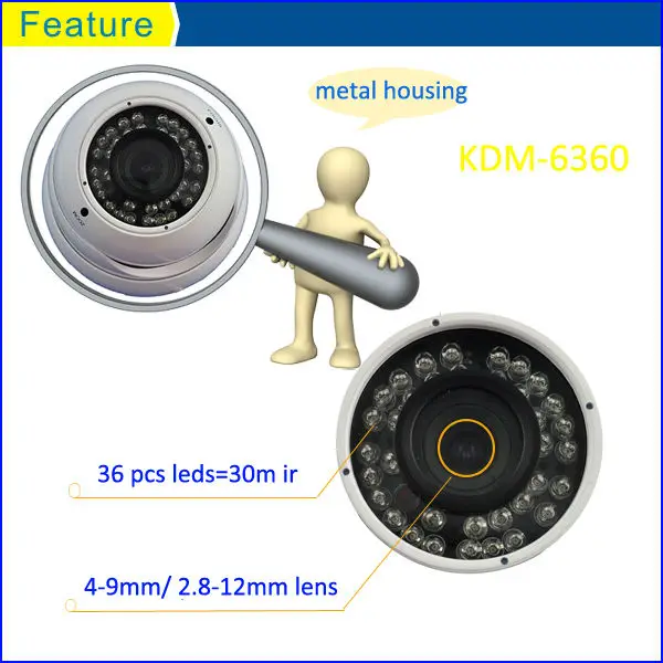 modern CCTV camera 30m IR for sony ccd camera with 4-9mm zoom lens, kadymay&color
