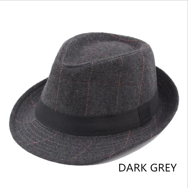 British Style Gentleman Cap Tweed Checked Men Fedora Hats