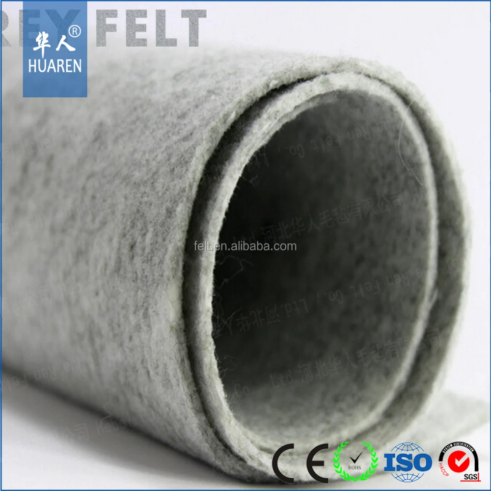 Grey needle punched polyester felt fabric