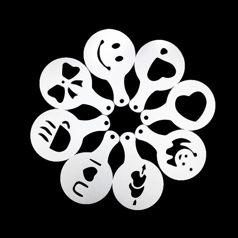 
16 Pieces Latte Dusting Pattern Pad Coffee Design Stencil Templates in White 